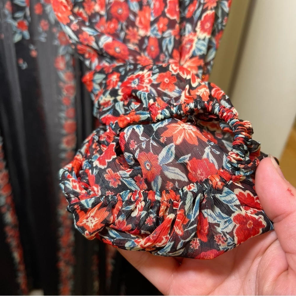 Torrid Lurex Chiffon Tie-Front Maxi Floral Kimono Multi Size 3 Paisley Black - Picture 10 of 10